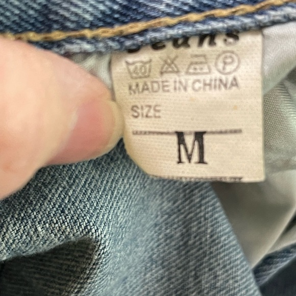 Upcycled Denim Jeans Boho Fabric Fringe Embellishments Distressed Sz M EUC - Picture 9 of 9